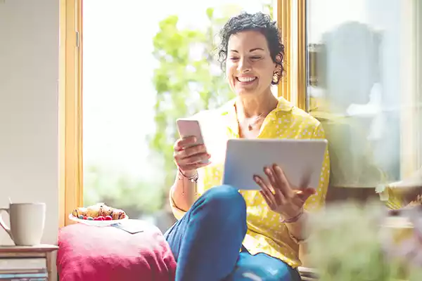 woman with phone